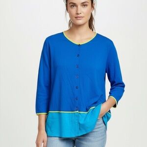 NEW Vintage 90s Diane Von Furstenberg Color Authority Button Front Top